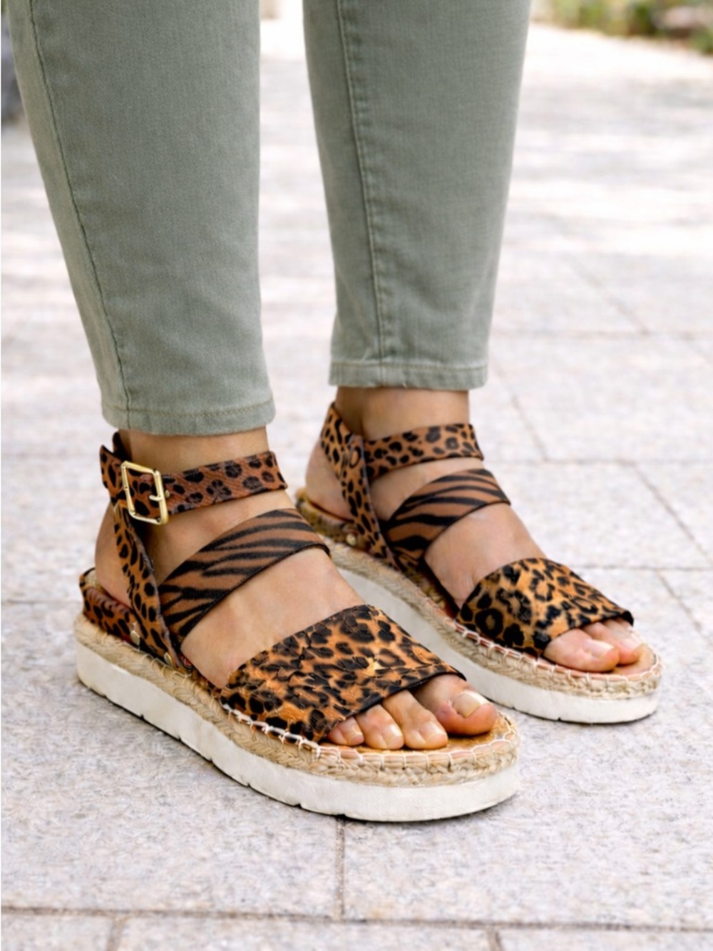 Cute Sarto Franco Sarto Haircalf Leopard Platform Espadrille Sandals Size 7